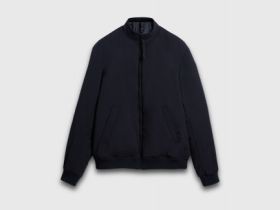 Утеплённый бомбер с воротником-стойкой, Черный