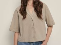 Укороченная блузка из хлопка и льна