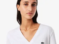 Женская футболка Lacoste свободного кроя из мягкого хлопка с V-образным вырезом