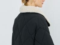 Стёганая куртка с меховым воротником, Черный