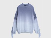 Джемпер с эффектом деграде и бахромой, Синий