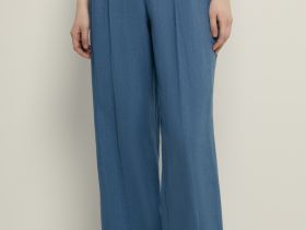 Брюки изо льна широкого силуэта