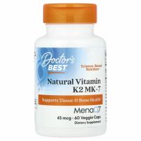 Doctor's Best, натуральный витамин K2 MK-7 с MenaQ7, 45 мкг, 60 вегетарианских капсул