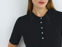 Футболка хенли из хлопка, Черный