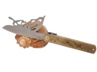 Складной нож Nagao Higonokami Papilio - Butterfly, 100мм, сталь Aogami Silver, рукоять латунь