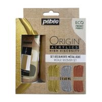 Набор акрила Pebeo "ORIGIN" Metalic Discovery Set, матовый, 3 цв. х 60 мл