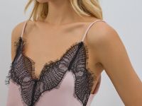 Сатиновый топ с кружевом, Розовый