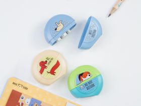 Точилка пластиковая MESHU "Best friend", 2 отверстия, ассорти