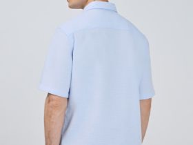 Рубашка из структурной ткани, Голубой