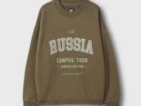 Хаки свитшот оверсайз с принтом Глория Джинс