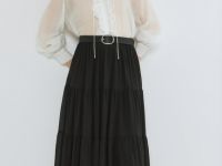 Юбка макси из шифона, Черный