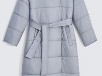 Стеганое утепленное пальто с поясом