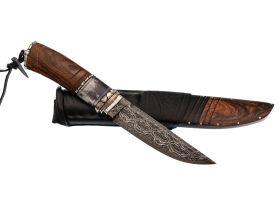 Авторский нож Коршун, сталь мозаичный дамаск, подарочная шкатулка