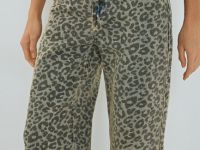 Широкие джинсы с леопардовым принтом, Синий