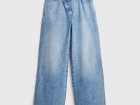 Широкие джинсы с асимметричной застёжкой, Голубой