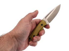 Нож Pocket Wolf Мини Тактик с долом, сталь AUS10Co, рукоять микарта, желтый
