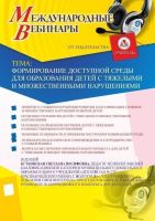 Международный вебинар "Формирование доступной среды для образования детей с тяжелыми и множественными нарушениями"