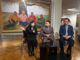 Представлена ранняя версия картины «Народные писатели Якутии» Афанасия Осипова