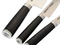 Набор из 3-х кухонных ножей Samura Mo-V в подарочной коробке  "Поварская тройка", сталь AUS-8, рукоять G10