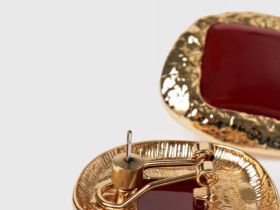 Серьги с искусственным камнем, Золотой