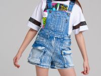 Полукомбинезон текстильный джинсовый для девочек