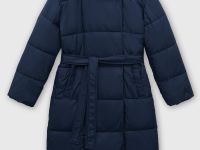 Стеганое утепленное пальто с поясом