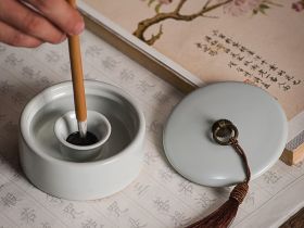 Многофункциональная чаша с крышкой для туши и воды (белый)