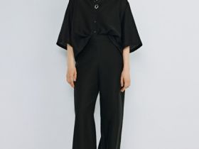 Брюки из полупрозрачной ткани, Черный