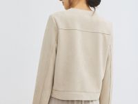 Укороченный жакет из искусственной замши, Бежевый