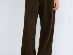 Широкие трикотажные брюки для девочек, Коричневый