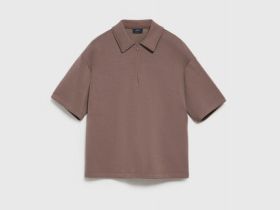 Поло с воротником на молнии, Коричневый