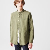 Мужская рубашка Lacoste из льна приталенного кроя