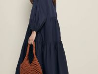 Платье из хлопка с v-образным вырезом