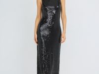 Платье миди с пайетками, Черный