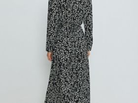 Платье макси с принтом, Черный