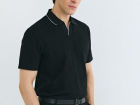 Поло из шелковистого пике, Черный