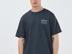 Футболка с морским принтом на спине, Голубой