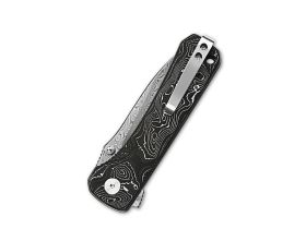 Складной нож QSP Hawk, сталь дамаск, рукоять карбон, черный/белый