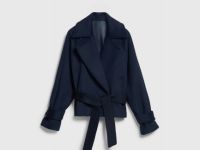 Короткое пальто на поясе, Синий
