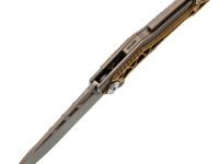 Складной нож Nimo Knives Divinity Tree, сталь M390, рукоять титан, серый/золотой