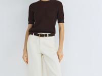 Джинсы Баррел из плотного денима, Бежевый