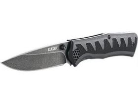 Полуавтоматический складной нож Ruger® Knives Crack-Shot™ Compact, Ken Steigerwalt Design, лезвие Blackwashed Plain 8Cr13MOV, рукоять термопластик/резина