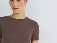 Приталенная футболка в рубчик, Коричневый