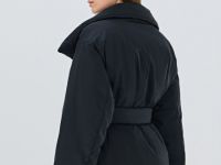 Утеплённая куртка с поясом, Черный