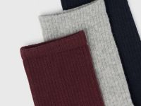 Высокие носки в рубчик, 3 пары, Красный