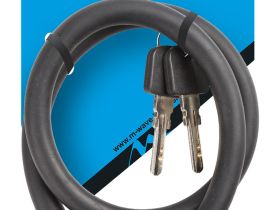 Велозамок M-wave ACME, комплект ключей, трос 12x600 мм (фиолетовый)