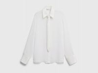 Блузка из жатого шифона с галстуком, Белый