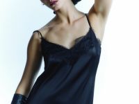 Платье с расклёшенной юбкой и кружевом, Черный