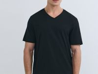 Футболка с V-образным вырезом, Черный