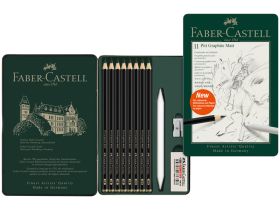 Набор карандашей чернографитовых матовых Faber-Castell "Pitt Graphite Matt" 8 шт, заточ, ластик, мет